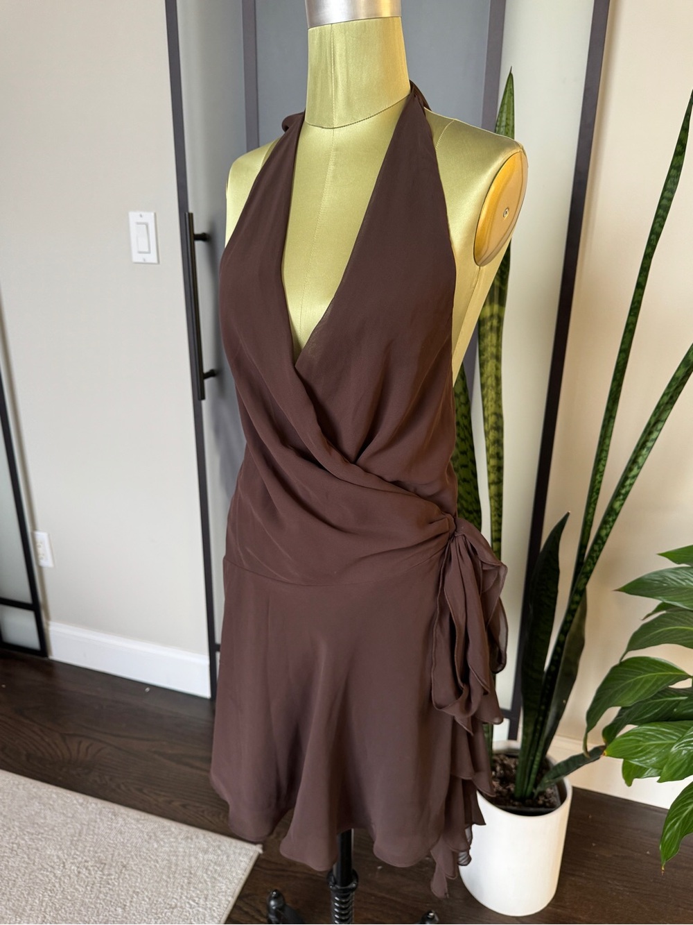 Abercrombie & Fitch Chocolate Brown Halter Mini Dress - Picture 3 of 6